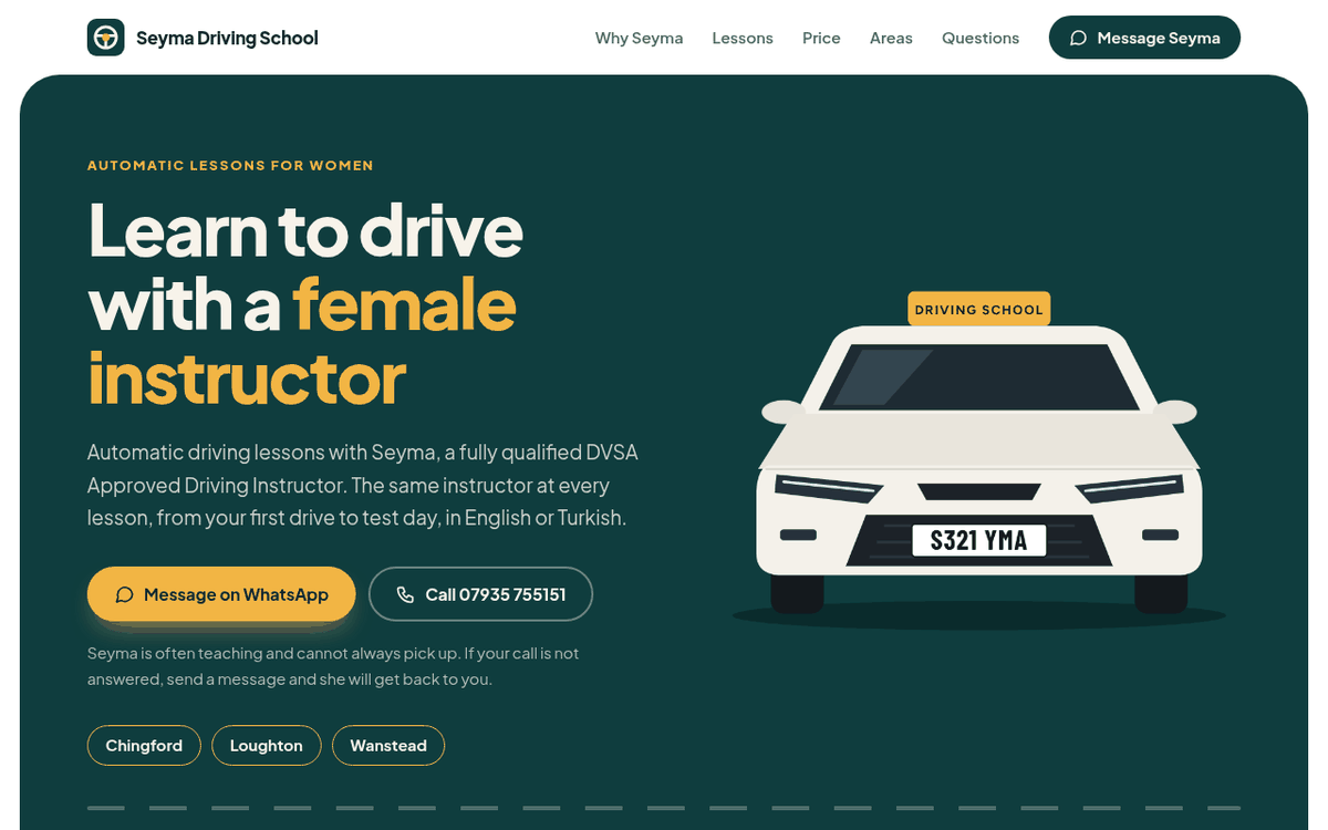 The Seyma Driving School home page